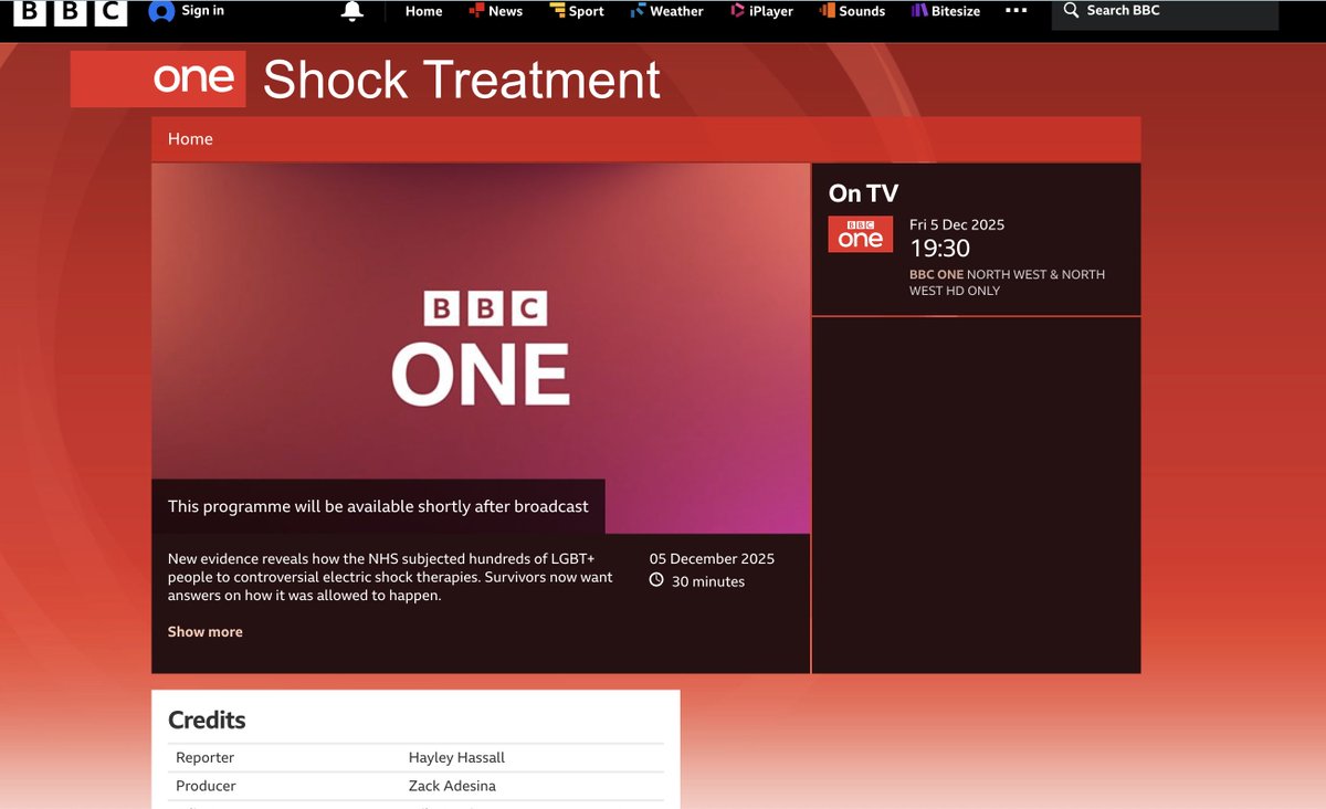 ypspublishing's tweet photo. Author of 'Is It About That Boy? The Shocking Trauma of Aversion Therapy' Jeremy Gavins will be appearing on 'Shock Treatment' at 7:30pm on 5th December 2025 on BBC1 North West. 

Save the date!

#bbc1 #bbc1northwest #bbcshocktreatment #shocktreatment #lgbtq #conversiontherapy https://t.co/WQlAVJU85Z