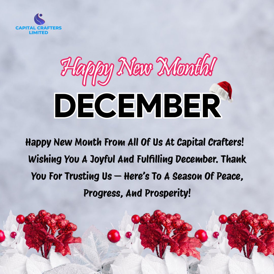 CapitalCraftltd's tweet photo. Happy New Month! 🎉
Wishing you a joyful, peaceful, and prosperous December from all of us at Capital Crafters. Thank you for your trust.
Here's to a strong finish to the year! 🎄✨

#HappyNewMonth #December #SeasonOfProsperity #CapitalCrafters https://t.co/ih1uUIczYR