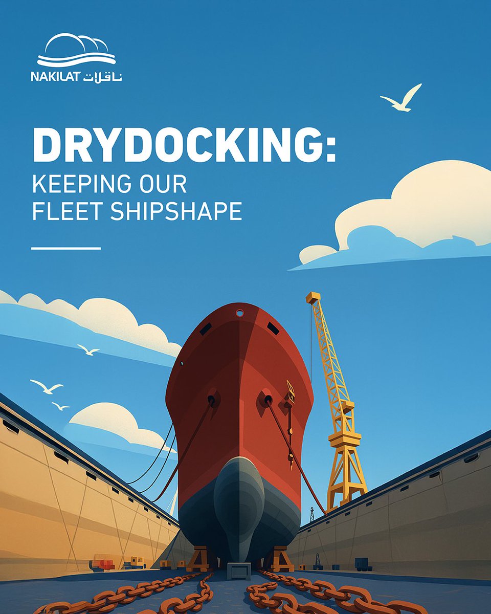 NakilatQatar's tweet image. Drydocking is when a ship is taken out of the water for inspection, maintenance, and repairs. This process keeps our vessels safe, efficient, and seaworthy. At Nakilat, regular drydocking ensures our fleet operates at peak performance in an environmentally responsible way.