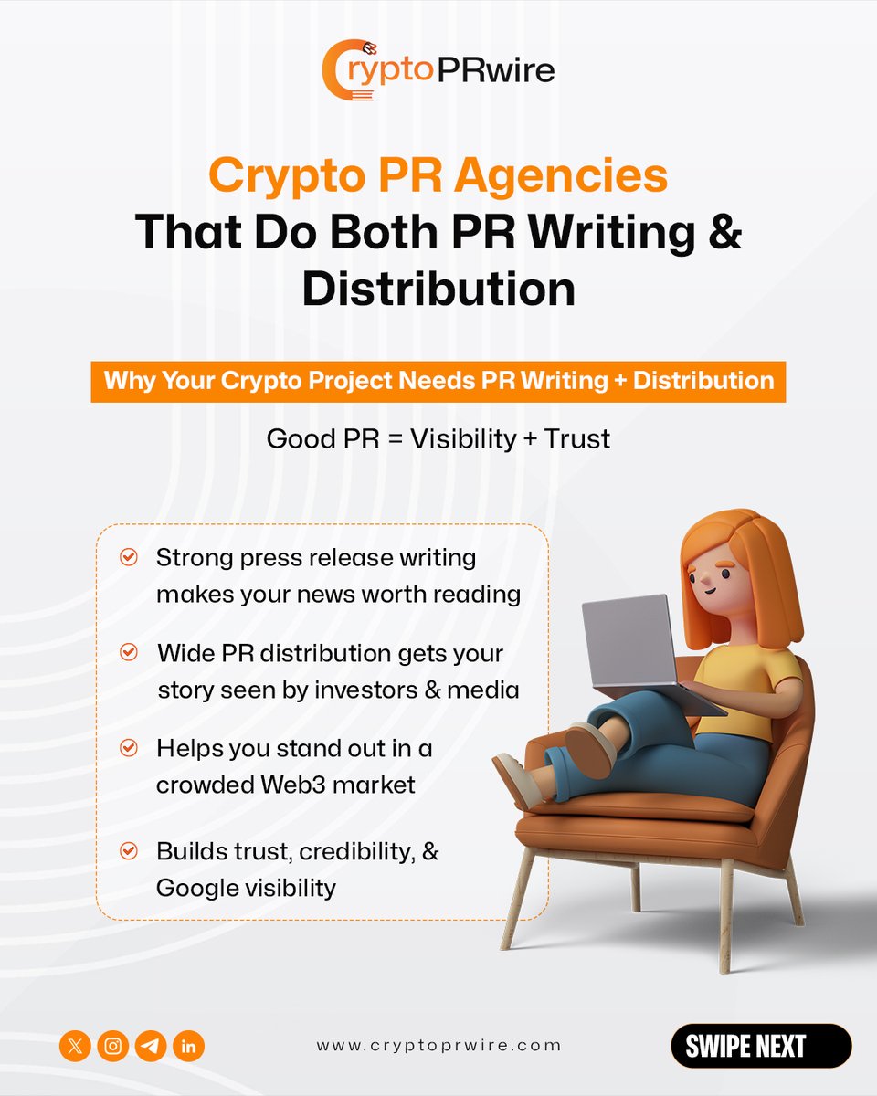 CPrwire's tweet image. The right crypto PR agency doesn’t just share your story—they make sure the entire Web3 world hears it.

Visit: cryptoprwire.com

#CryptoPR #BlockchainPR #Web3PR #CryptoPressRelease #PRDistribution #CryptoMarketing #Web3Marketing