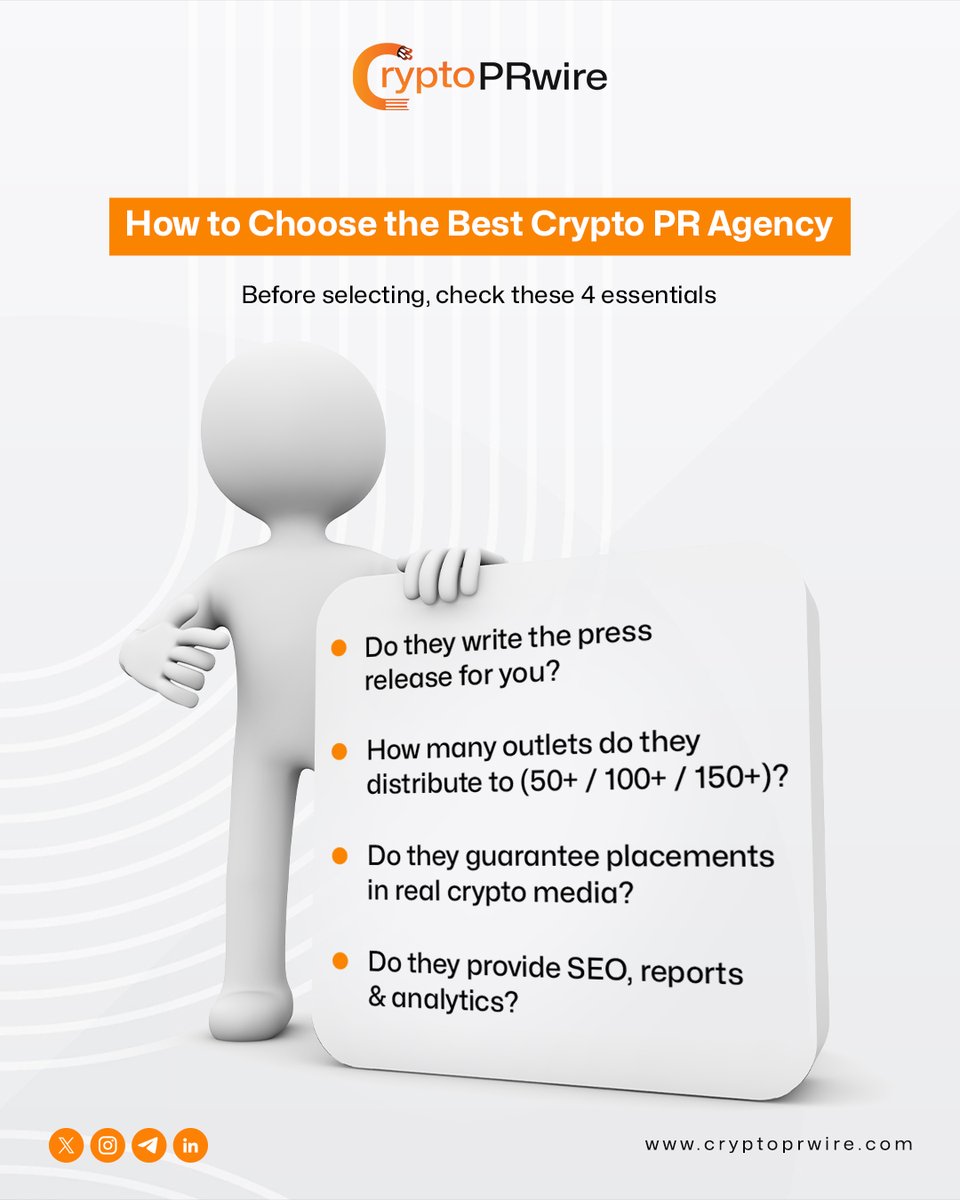 CPrwire's tweet image. The right crypto PR agency doesn’t just share your story—they make sure the entire Web3 world hears it.

Visit: cryptoprwire.com

#CryptoPR #BlockchainPR #Web3PR #CryptoPressRelease #PRDistribution #CryptoMarketing #Web3Marketing