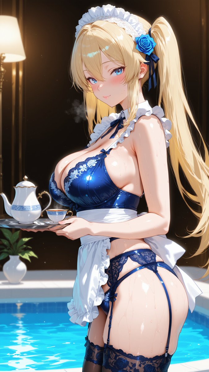 tabibitoillust's tweet photo. 「ご主人様、お茶をお持ちしましたわ💙」   
SFW Illustration https://t.co/GoMHvMC778