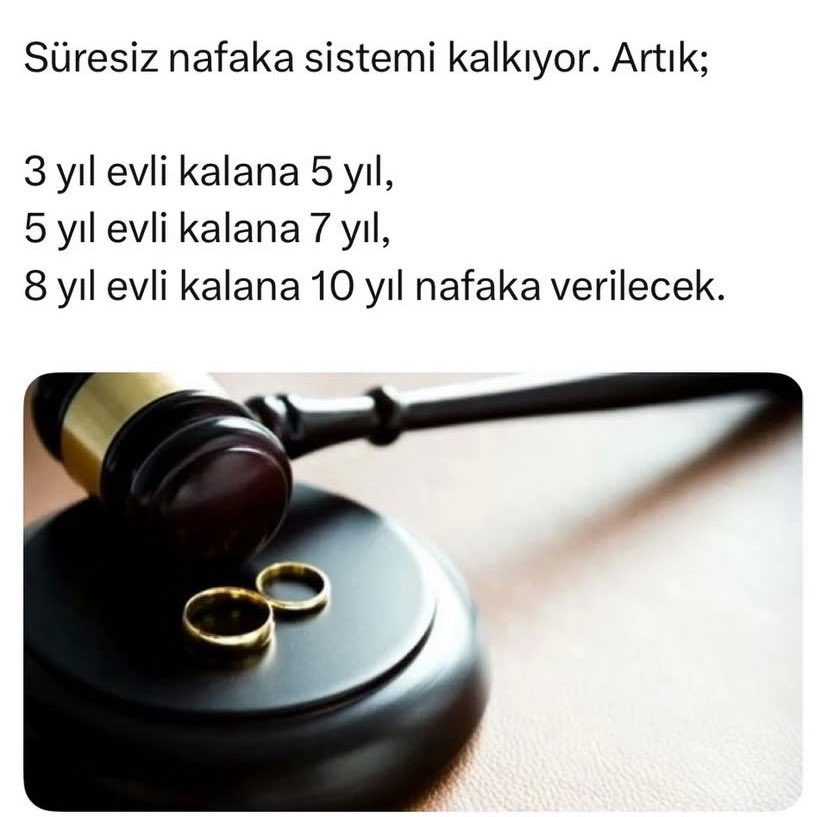 cellununnamed's tweet image. 5 yıla kadar evli kalanlara maksimum 1 yıl. 

5 ve üstüne kadının çalışma durumuna göre 2 ve üstü verilebilir. 

Aksi taktirde zulüm devam edecek.