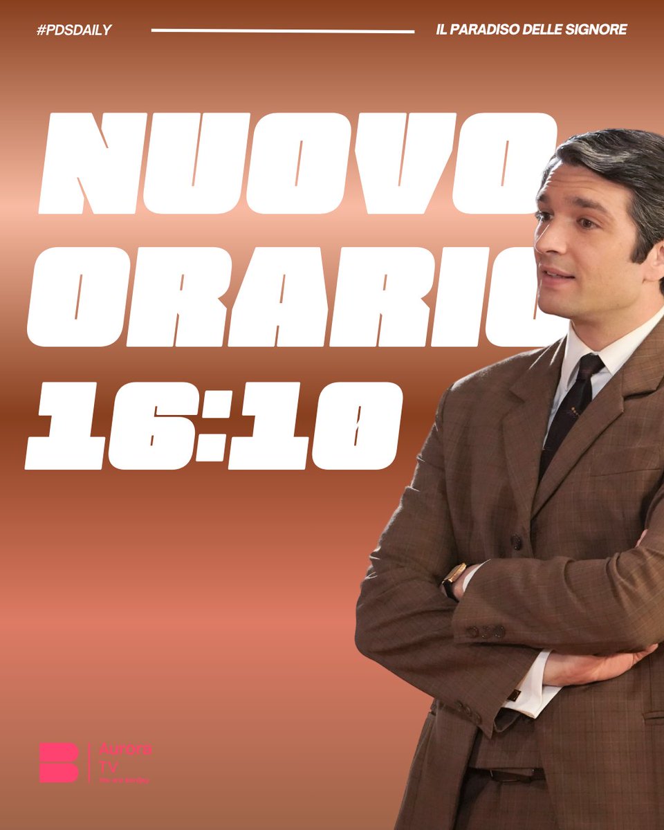 Il paradiso delle signore cambia orario di apertura.
Da oggi andrà in onda alle 16:10
#PDSdaily #AuroraTV