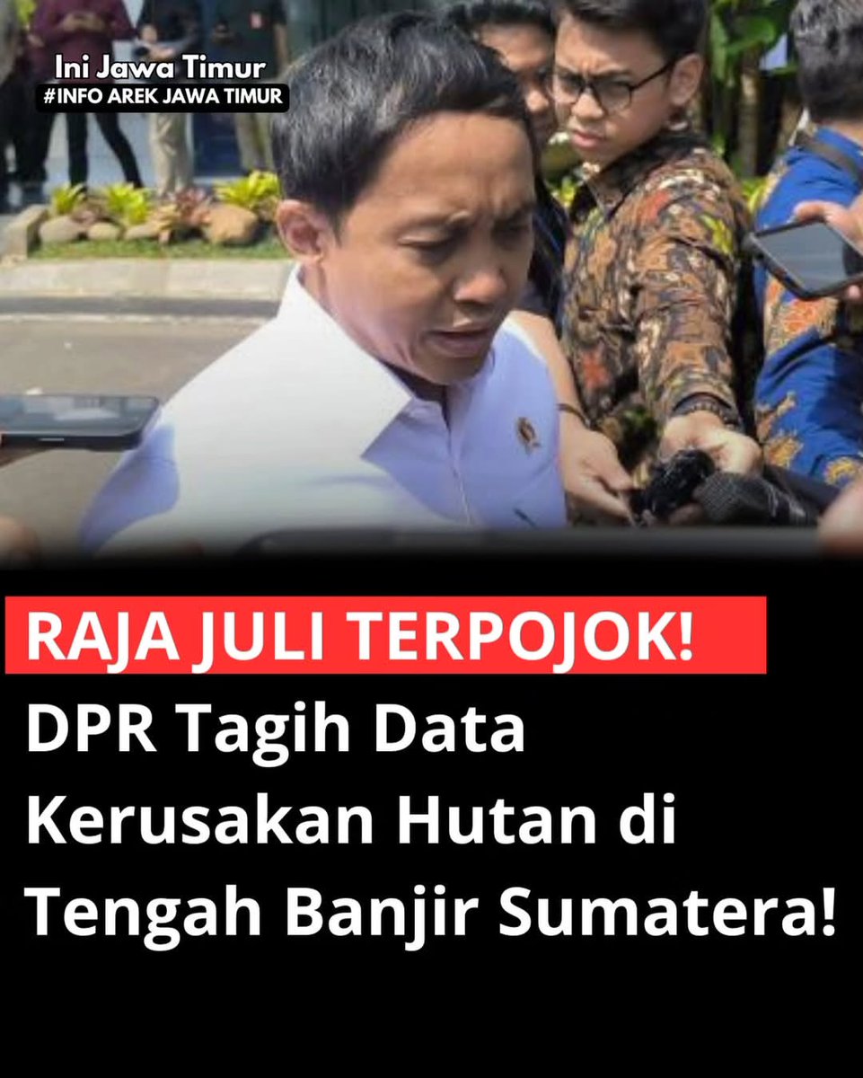 neVerAl0nely___'s tweet photo. Kebijakan kontradiktif Menteri Kehutanan Raja Juli Antoni menuai badai kritik dan berujung pada pemanggilan oleh Komisi IV DPR RI. Di satu sisi dituntut menjaga hutan, namun Kemenhut justru kembali menerbitkan izin penebangan pada Oktober 2025 yang diduga memicu banjir bandang.

Bupati Tapsel, Gus Irawan, blak-blakan mempertanyakan komitmen Menhut. la kaget izin yang sempat dicabut Juli, tiba-tiba dibuka lagi. "Kalau itu hutan berkelanjutan, harusnya dijaga dong. Jangan diambili terus kayunya," tegas Bupati Tapsel menyentil kebijakan Raja Juli.

Rapat DPR Kamis depan akan menjadi momen pembuktian apakah kebijakan Raja Juli menjadi penyebab utama hancurnya ekosistem yang merenggut ratusan nyawa warga Sumatera.

(sumber: https://t.co/RkChuwT3yz)