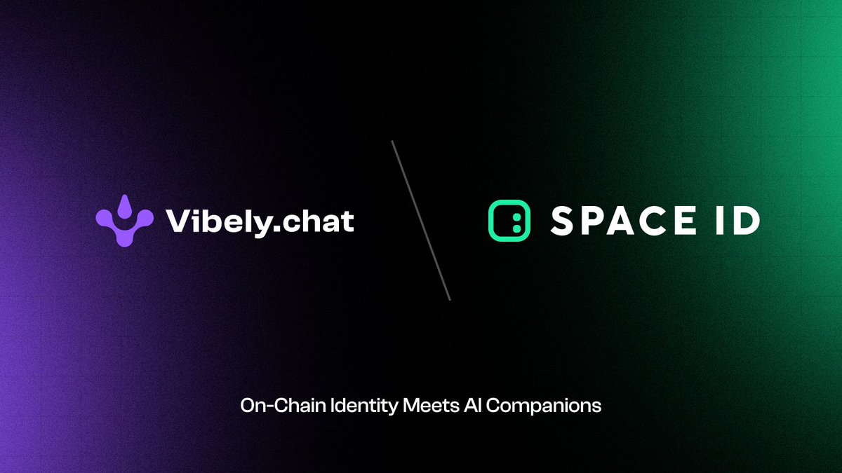 vibelyai's tweet image. 🚀 VIBELY x SPACE ID! On-Chain Identity Meets AI Companions

We’re excited to announce that SPACE ID is now fully integrated into VIBELY, bringing .bnb domain identity directly into your on-chain AI experience.

🎁GIVEAWAY: To celebrate the integration, we’re hosting a huge…