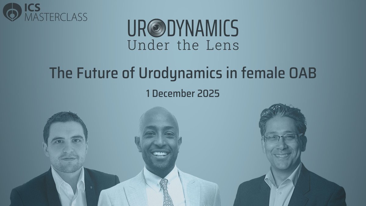 icsoffice's tweet image. Happening today! Join the ICS Masterclass: Urodynamics Under the Lens – The Future of Care for Female OAB.
Arun Sahai hosts Eskinder Solomon &amp;amp; Benoit Peyronnet for an interactive session.
🕔 17:00–18:00 GMT
👉 Add to calendar: ics.org/masterclass/1-…

#ICSMasterclass #OAB