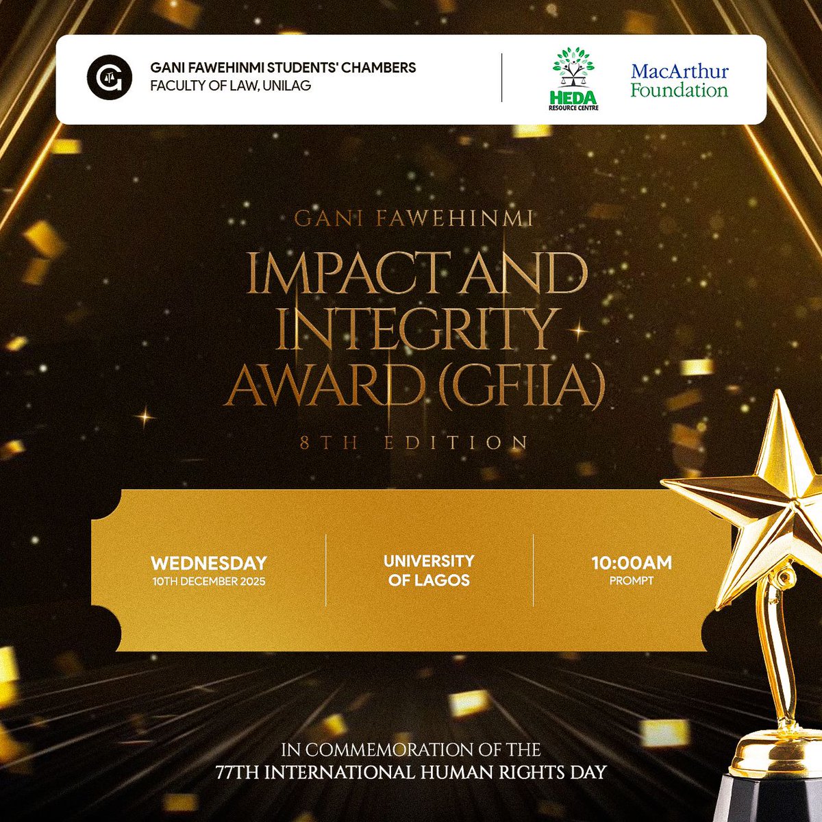 HEDAgenda's tweet image. Have you registered for the Gani Fawehinmi Awards as a participant? 

Less than 10 days to go! Don't miss the 8th Gani Fawehinmi Impact and Integrity Awards! 😘

Limited slots left! Register NOW forms.gle/SENqGSJvPcKKrt… and secure your spot! 

#GFIIA2025 #IntegrityMatters #Impact