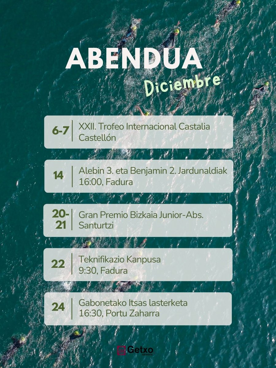 ¡Aquí tenéis los eventos en los que Getxo Igeriketa participará este diciembre!
¡Qué esto no pare!

📌🗓️🔛
#getxoibke #getxokirolak