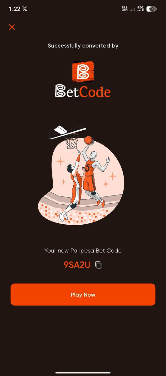 BETC0DE's tweet image. Code Converted via the BetCode app to paripesa