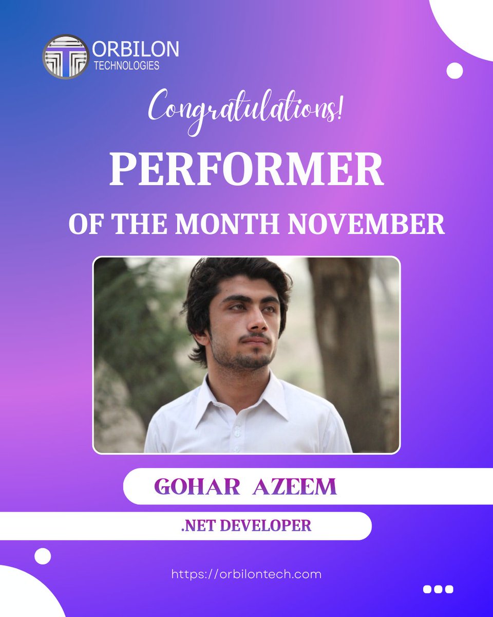 orbilontech1's tweet image. Celebrating excellence at Orbilon Technologies!

Congratulations to Gohar Azeem, our Performer of the Month (November).

#OrbilonTechnologies #EmployeeRecognition #TeamExcellence #dotnetdeveloper #PerformanceOfTheMonth