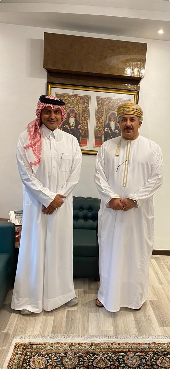 اجتمع سعادة السفير الشيخ سعود بن ناصر بن جاسم آل ثاني مع سعادة السفير العُماني في الأردن الشيخ فهد بن عبدالرحمن العجيلي، وذلك في مكتبه في السفارة العُمانية في عمّان، لتقديم التهاني بمناسبة اليوم الوطني لسلطنة عُمان، قيادةً وشعبًا، داعيًا الله أن يديم عليها الأمن والازدهار.