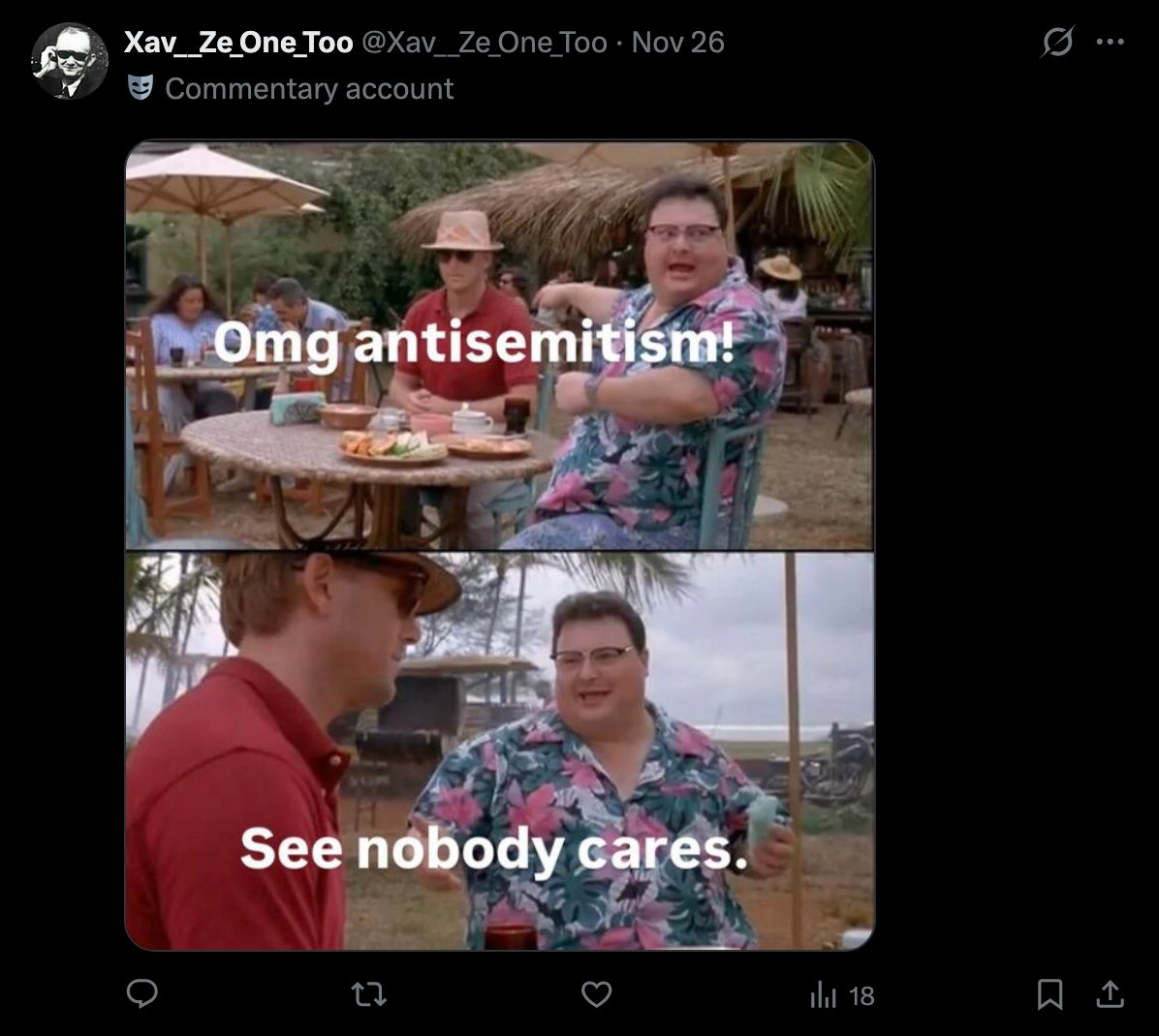 WittigMaddi's tweet image. Les antisémites sont si satisfaits de leur victoire. La gauche se contrefout de ce qu&apos;elle prétendait encore défendre hier. 
Au pire vous aurez qu&apos;à dire que c&apos;est &quot;la faute des sionistes&quot;, vous avez l&apos;habitude.