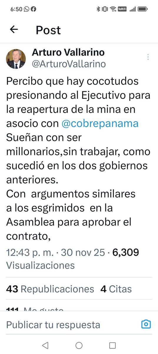 manoloalvarezc's tweet image. Con quienes del gobierno, será esta piedrota? de Arturo Vallarino, exvicepresidente de Panamá, conocido en política como el rey Arturo y R2-D2 o Arturito el de Guerra de las galaxias. Quienes serán esos cocotudos del gobierno, que sueñan con ser millonarios con reapertura mina?