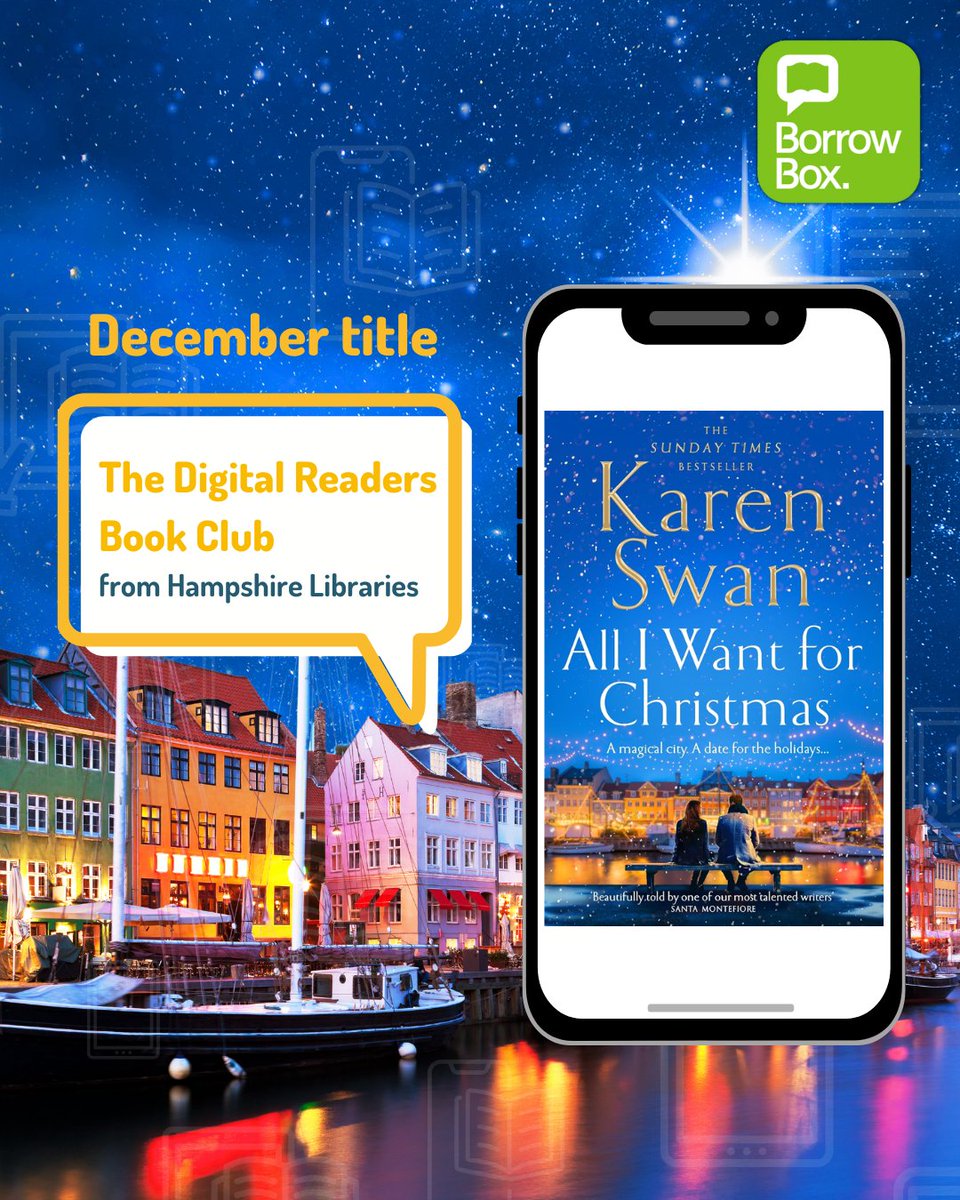 hantslibraries's tweet photo. For December our online reading group, The Digital Readers, have chosen All I Want for Christmas by Karen Swan.  🇩🇰🎄

Join the Facebook group: https://t.co/3IAXBtvJLr and download the eBook/eAudiobook on BorrowBox. https://t.co/bfVdBkqmP5