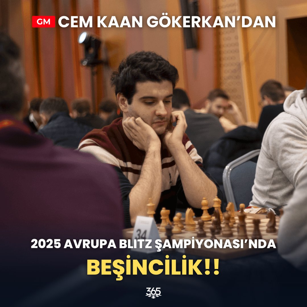 satranc365's tweet photo. Kosova'da düzenlenen 2025 Avrupa Rapid & Blitz Şampiyonası sona erdi! GM Cem Kaan Gökerkan, Blitz bölümünde 13 turda topladığı 10 puanla turnuvayı beşinci sırada tamamladı! 🎉
GM Cem Kaan Gökerkan'ı tebrik ederiz! 👏
📸 ERBCC2025
.
.
#chess #satranc #satranc365 #turnuva https://t.co/9feWAwl392
