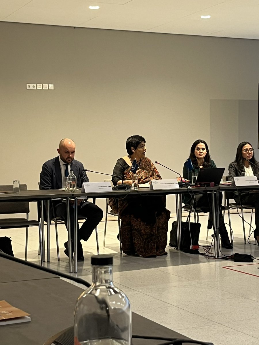 MarkKersten's tweet image. At launch of #ICC Office of the Prosecutor’s yearly report, Deputy Prosecutor Nazhat Shameem Khan expresses solidarity with Palestinian groups who have been targeted with sanctions merely for cooperating with the Court. #ASP24