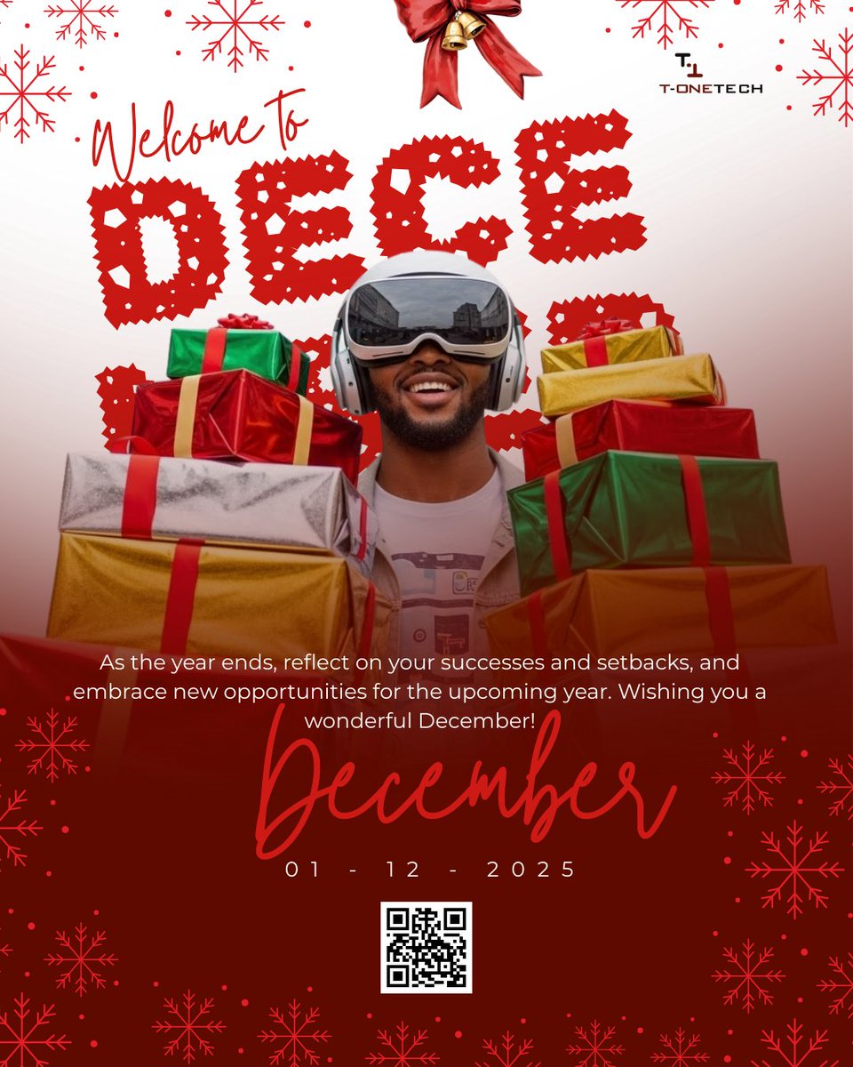t_onetechnology's tweet photo. Happy December from T-ONE Tech! As the year ends, embrace new tech opportunities and make the most of this festive month. #DecemberMagic #TechHolidays #TOneTech https://t.co/KY9t7p4dXx