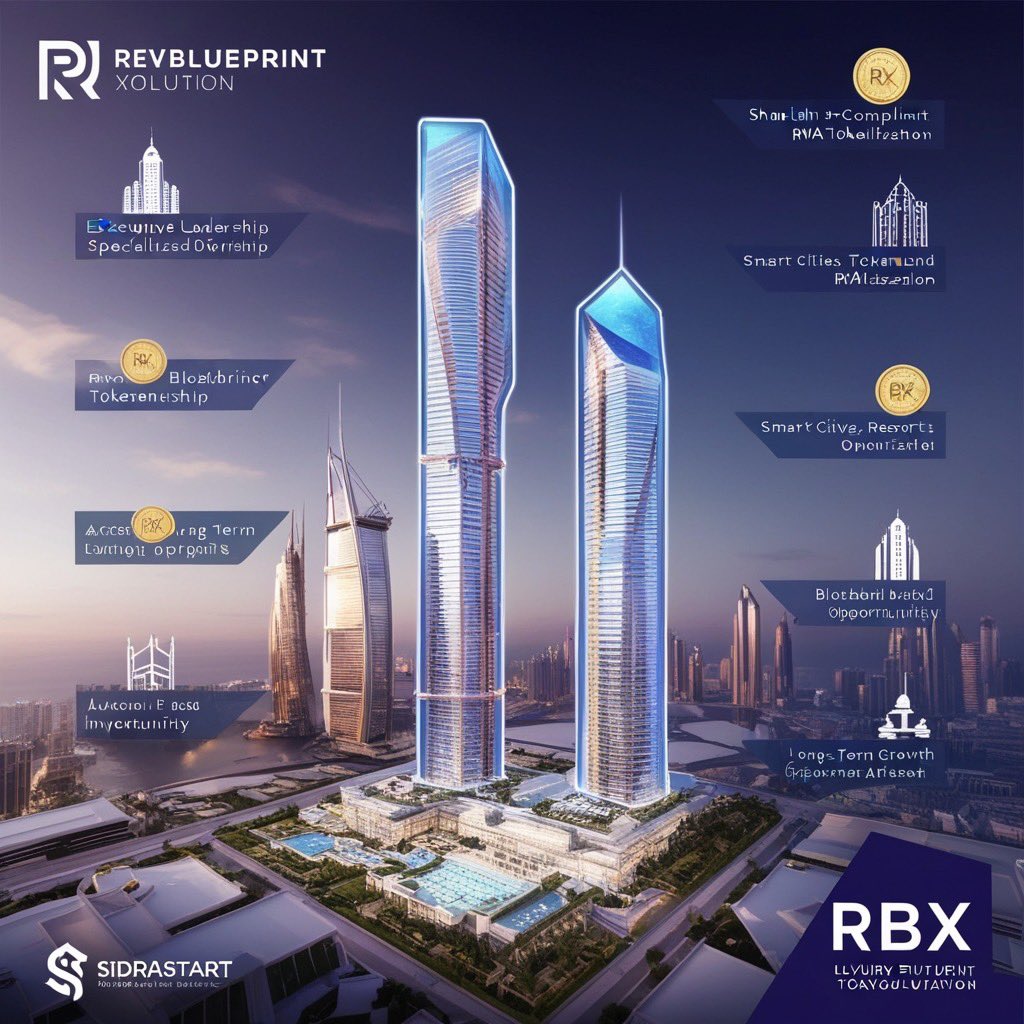 CamzTribiana's tweet image. 🚀 RevBlueprint Xolution (RBX) is redefining real-world assets.
A luxury-futuristic platform that transforms skyscrapers, smart cities, and luxury resorts into Shariah-compliant blockchain investments.

✔ Fractional ownership
✔ Staking rewards
✔ Long-term real growth
✔ Backed…