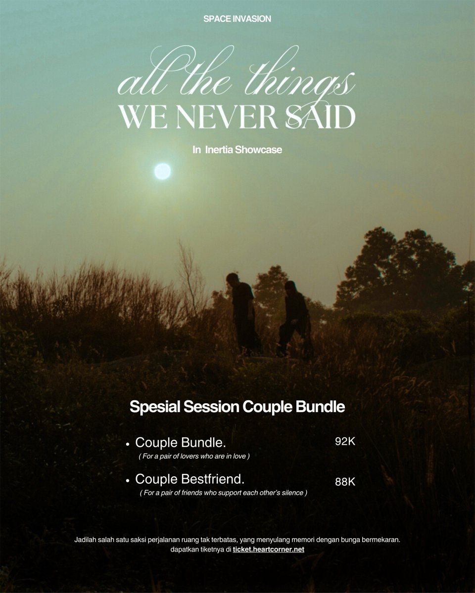 FLASH SALE!

- Tiket bundle Wong Kasmaran (Rp 92.000)
- Tiket bundle Wong Kalahan (Rp 88.000)

Berlaku hari ini pkl 19:00 - 21:00

ticket.heartcorner.net/event/flash-sa…