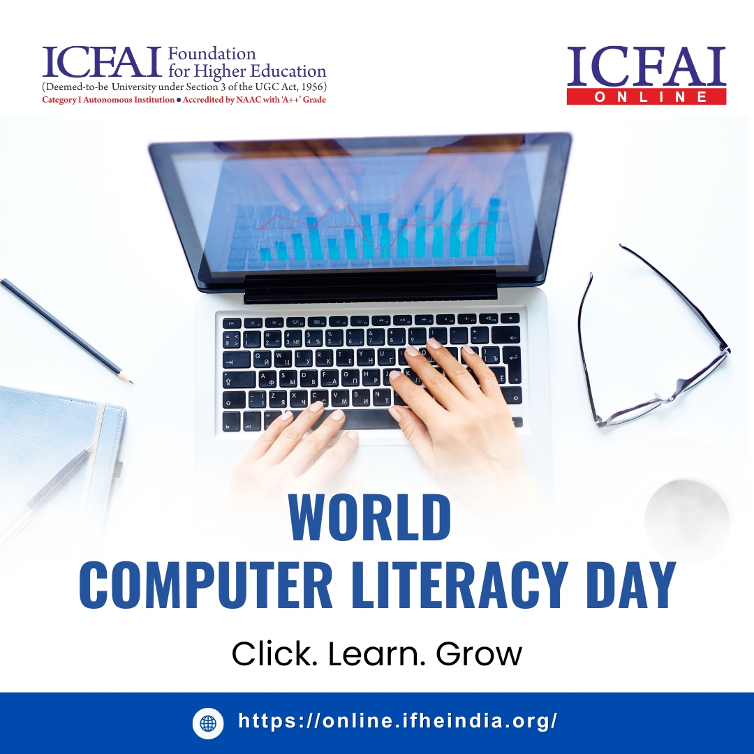IcfaiOnline's tweet image. World Computer Literacy Day

#WorldComputerLiteracyDay #DigitalSkills #TechForAll #EmpowerThroughTechnology #LearnToCode #computereducation #TechAwareness #DigitalInclusion #FutureReady #BridgingTheDigitalDivide #ICFAIOnlineMBA #icfaionlinebba