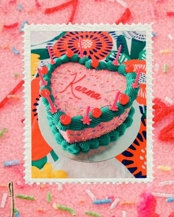 Kiryuuina's tweet photo. Ayer hice esta tarta de "My Kink is Karma" de  @ChappellRoan 
Espero que @Lymonart la haya disfrutado ✨🎉 https://t.co/wETwIEzUFu