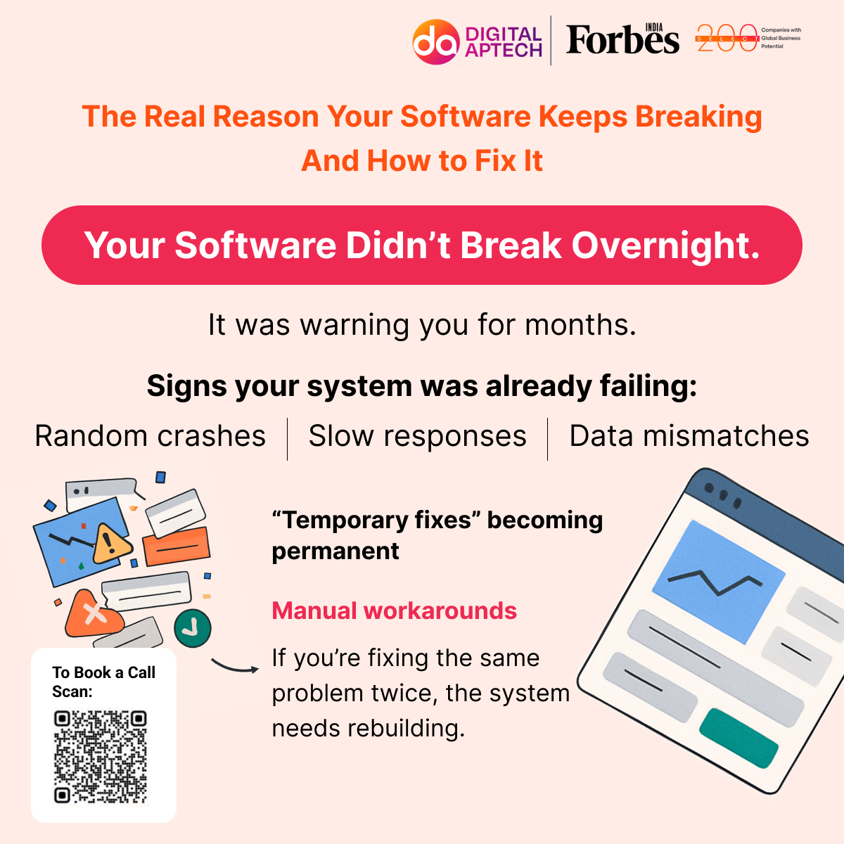 DigitalApTech's tweet image. Floating errors, slow responses, mismatched data—your system is asking for help long before it breaks. Rebuild with Digital Aptech and turn chaos into clean performance.
#DigitalAptech #TechUpgrade #PerformanceBoost #SystemRecovery #DigitalTransformation #ITSupport #FutureReady