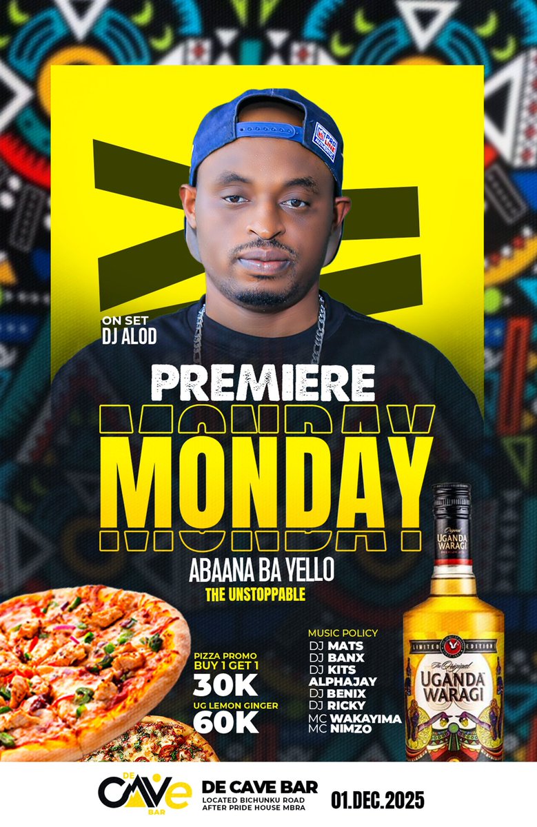 🍾💵💰Your perfect Monday Night Party 🎉 plan: Good music, good people, good energy!! 

#PremiereMondays💯🍾💰💵 Abaana Ba Yellow #UnstoppableUG <a href="/Unstoppable_UG1/">Unstoppable UG</a> we are at📍DeCaVe Bar tonite!!

As we celebrate #WorldAIDSDay Happy New Month #sstvi #Monday