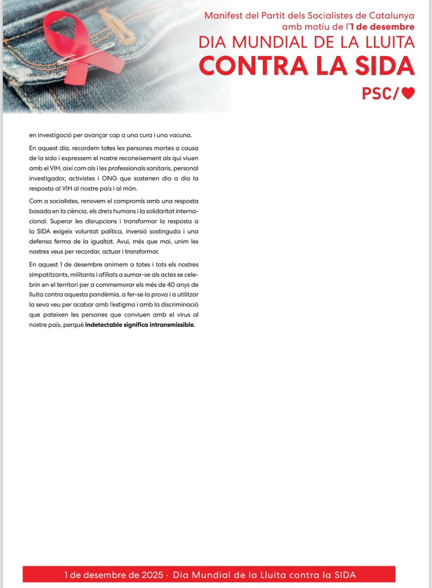 ❤Avui, 1 de desmbre, #DMSida volem recordar que la millor manera de prevenir les noves infeccions és informar-se, fer-se la prova, rebutjar l'estigma i fer costat a les persones que viuen amb VIH!
