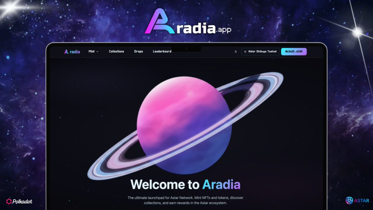 🚀 Aradia development is running at full speed — engines almost ready to launch! 🪐

✨ New profile page (you can enjoy it already!)
🖼️ IPFS images for your profile — share profile with friends
🎁 NFT drops coming soon (sooner than you think)
🏅 Profile badges
📁 NFT collections