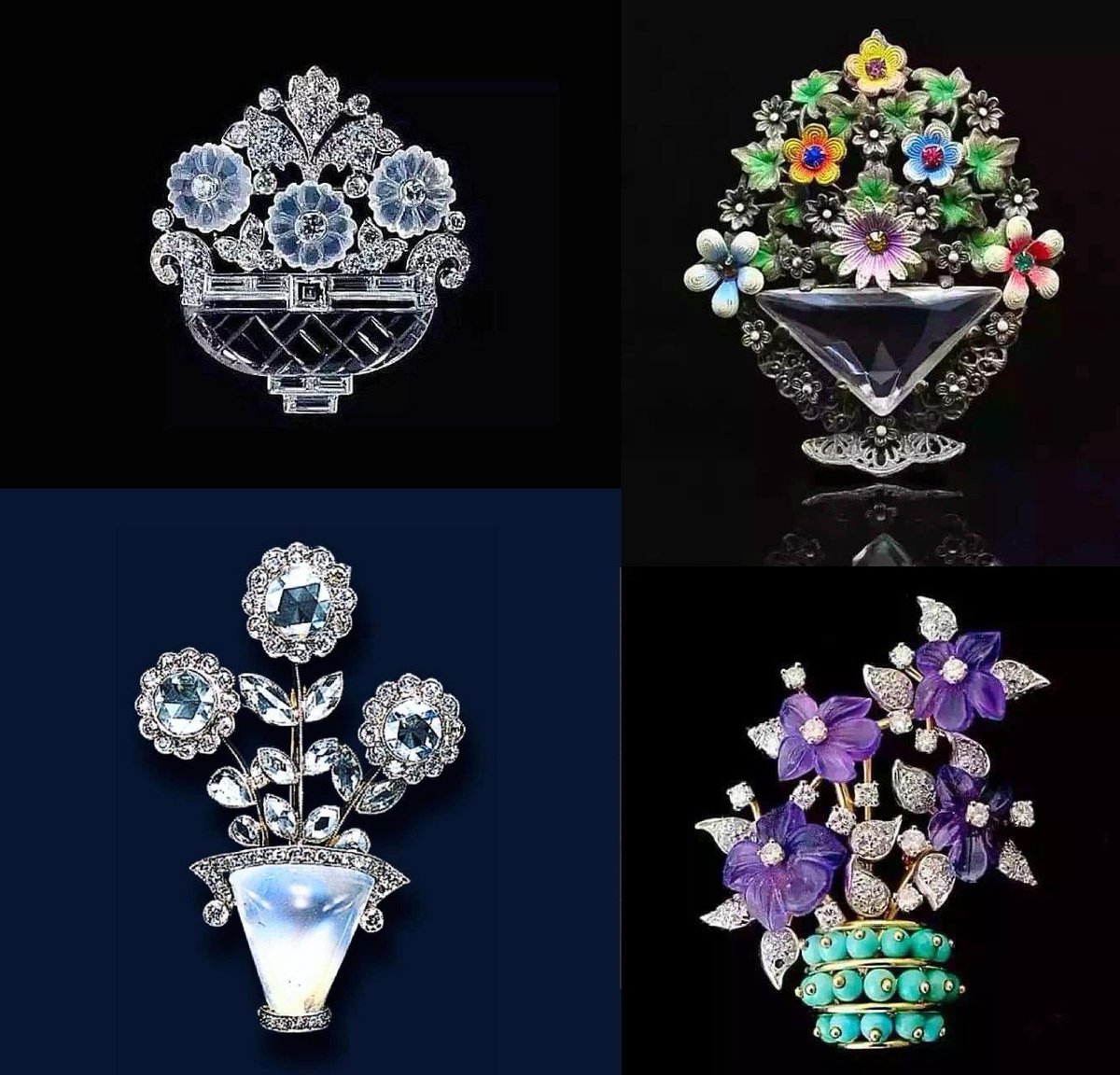 Vintage flower brooches