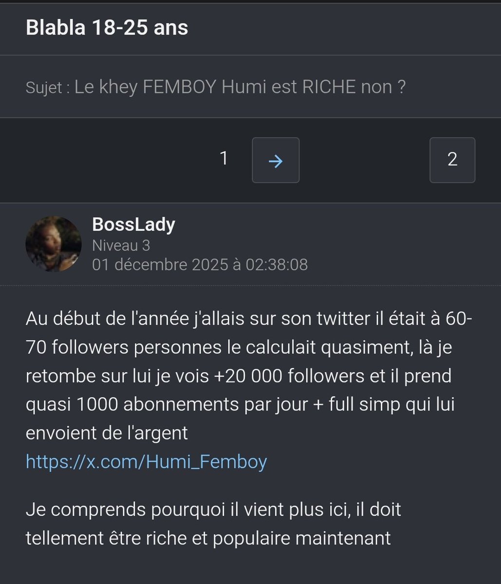 Humi_Femboy's tweet image. Tw : French

La news de mes 20k tellement huge qu'elle a hit le 18-25 ça je m'y attendais pas j'avoue (par contre les khey vous vous gourez de personne là c'était pas moi sur le forum 💀)