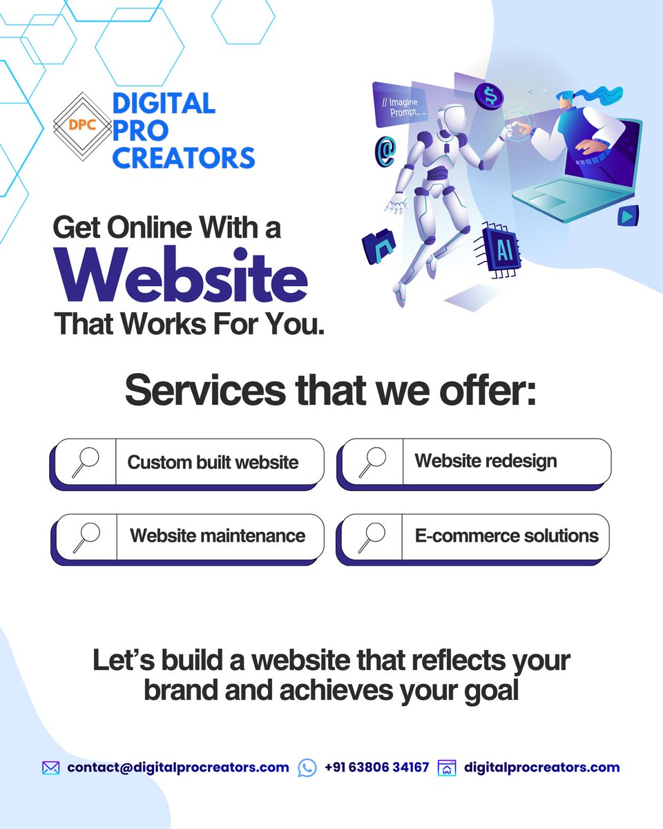 digitalprocreat's tweet image. Your business deserves a website that works, not just one that exists.

Custom builds, redesign, maintenance &amp;amp; e-commerce — all in one place.

Let’s take your brand online. 🚀 #WebDesign