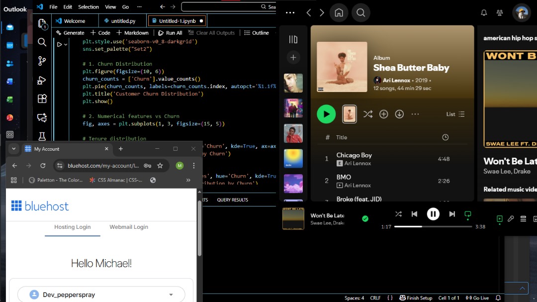 SprayCanCode's tweet image. Spotify and Visual Code goes hand in hand 
#pythonprogramming #DataScience