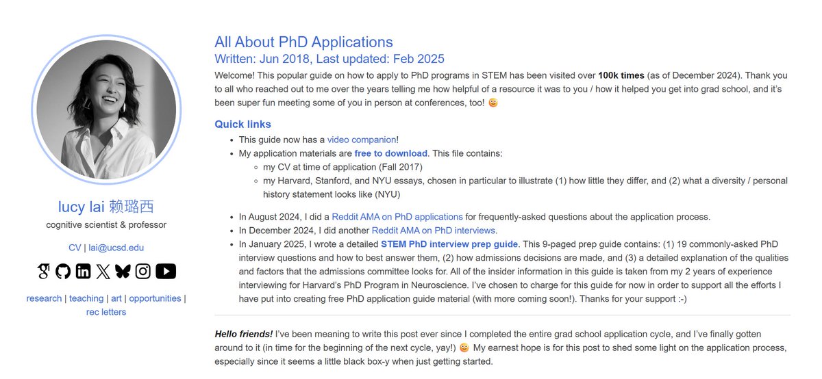 MushtaqBilalPhD's tweet image. If you're planning to apply for a PhD in STEM in American academia, here is an absolutely brilliant and incredibly detailed guide on how to go about it

lucylai.com/blog/gradapps

Prepared by the very wonderful, Dr. Lucy Lai ( @drlucylai )