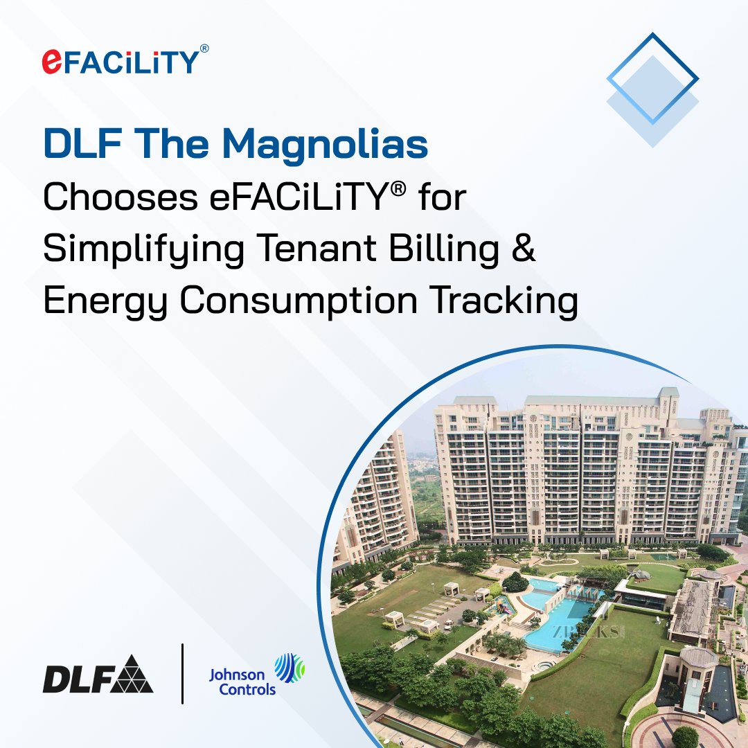 efacilityin's tweet photo. DLF The Magnolias, part of DLF India, has chosen eFACiLiTY® for efficient tenant billing &amp; utility management! 🏢💡

Thanks to our partner, @johnsoncontrols for their continued support!

#eFACiLiTY #TenantBilling #RealEstateTech #SmartSolutions #JohnsonControls https://t.co/SXuaB2EMkH