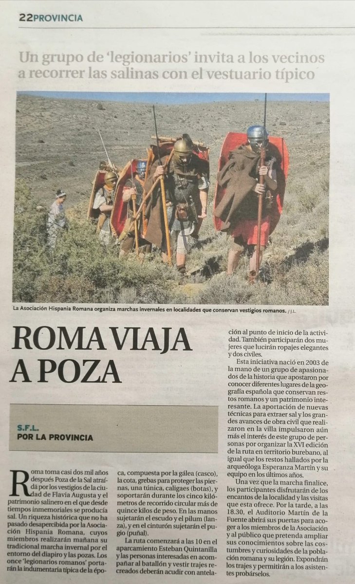 Son las Kalendas de Diciembre y empezamos el #RepasoAnual de los eventos que hemos realizado.
A comienzos de febrero realizamos nuestra marcha invernal por las salinas romanas de Poza de la Sal (Burgos). Además, por la tarde ofrecimos una charla sobre indumentaria civil y militar