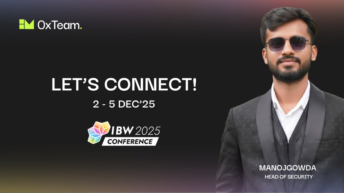 0xTeamSpace's tweet photo. See you all at India Blockchain Week (IBW) Conference: 2-3 Dec 2025

Let’s connect and secure the next generation of Web3 🥷⚡️ !

@IBWofficial https://t.co/uinChFIWlm