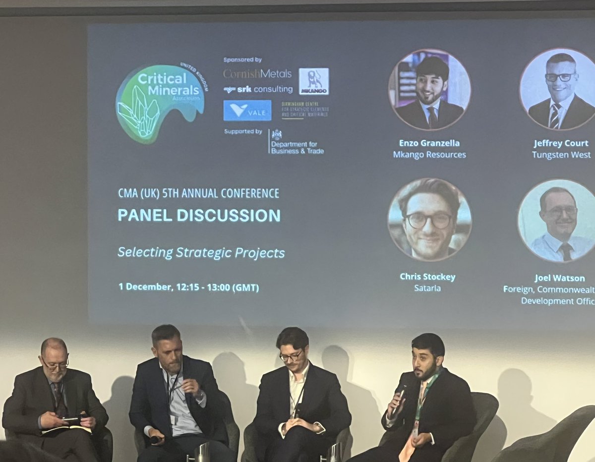 MkangoResources's tweet image. Mkango Senior analyst, Enzo Satkuru-Granzella, hosting a panel discussion on Strategic Projects at the @CMA_Minerals Annual Conference. great to see #RareEarth magnet recycling #HyProMag, @unibirmingham, #MKA as a key components of UK’s Critical Minerals Strategy 
#RareEarths