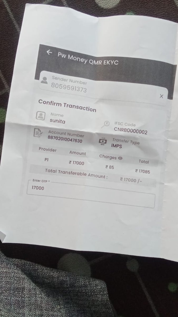 manishkumar3201's tweet photo. @Uppolice @dgpup 
 I want to file a police complaint. I paid ₹17,000 to Janaseva Kendra (Mob: 8059591373), but only ₹15,000 was sent to the account 88702010047630 (Sunita w/o Suresha Kumar, Canara Bank). The payment receipt given to me was confirmed fake by Canara Bank staff. https://t.co/06cLIj3OmT