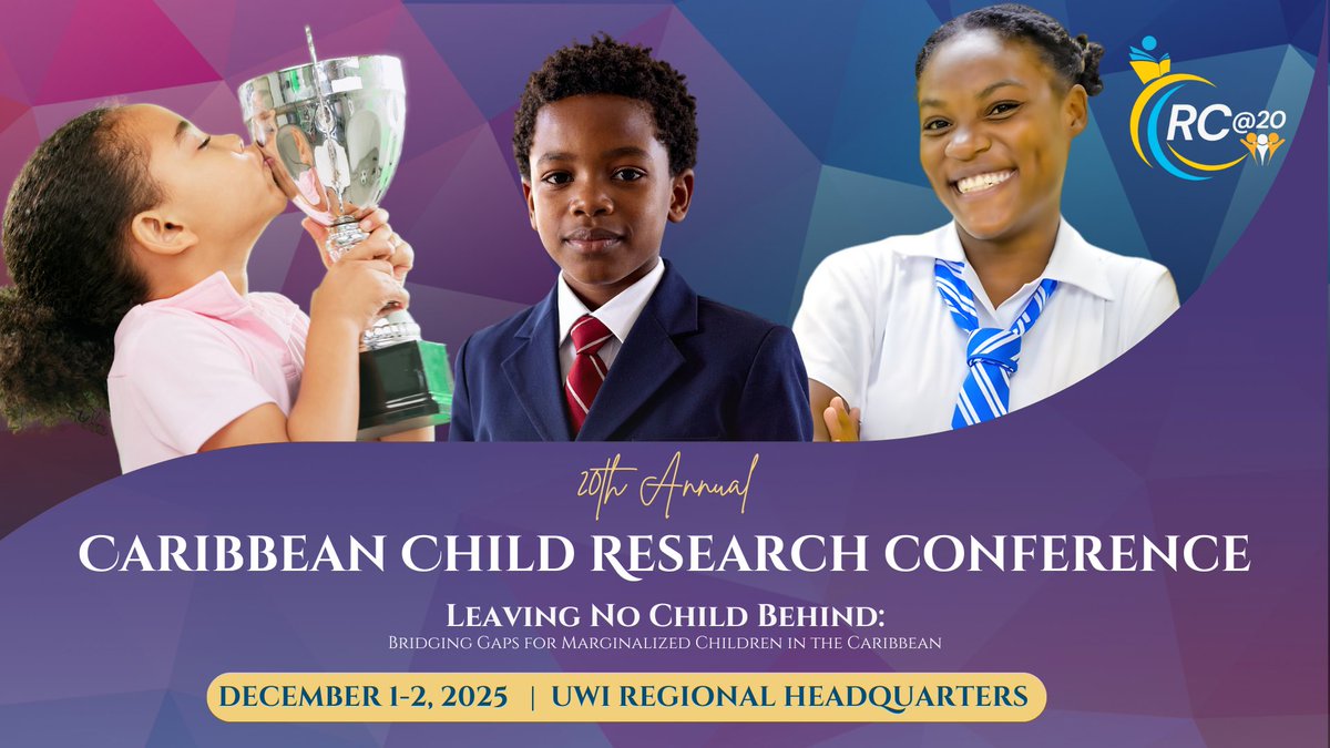 Happening today – Caribbean Child Research Conference 2025 🎓🌎

Visit caribbeanchildresearchconference.com for the conference programme and livestream links. 
#CaribbeanChildResearch #ChildRights