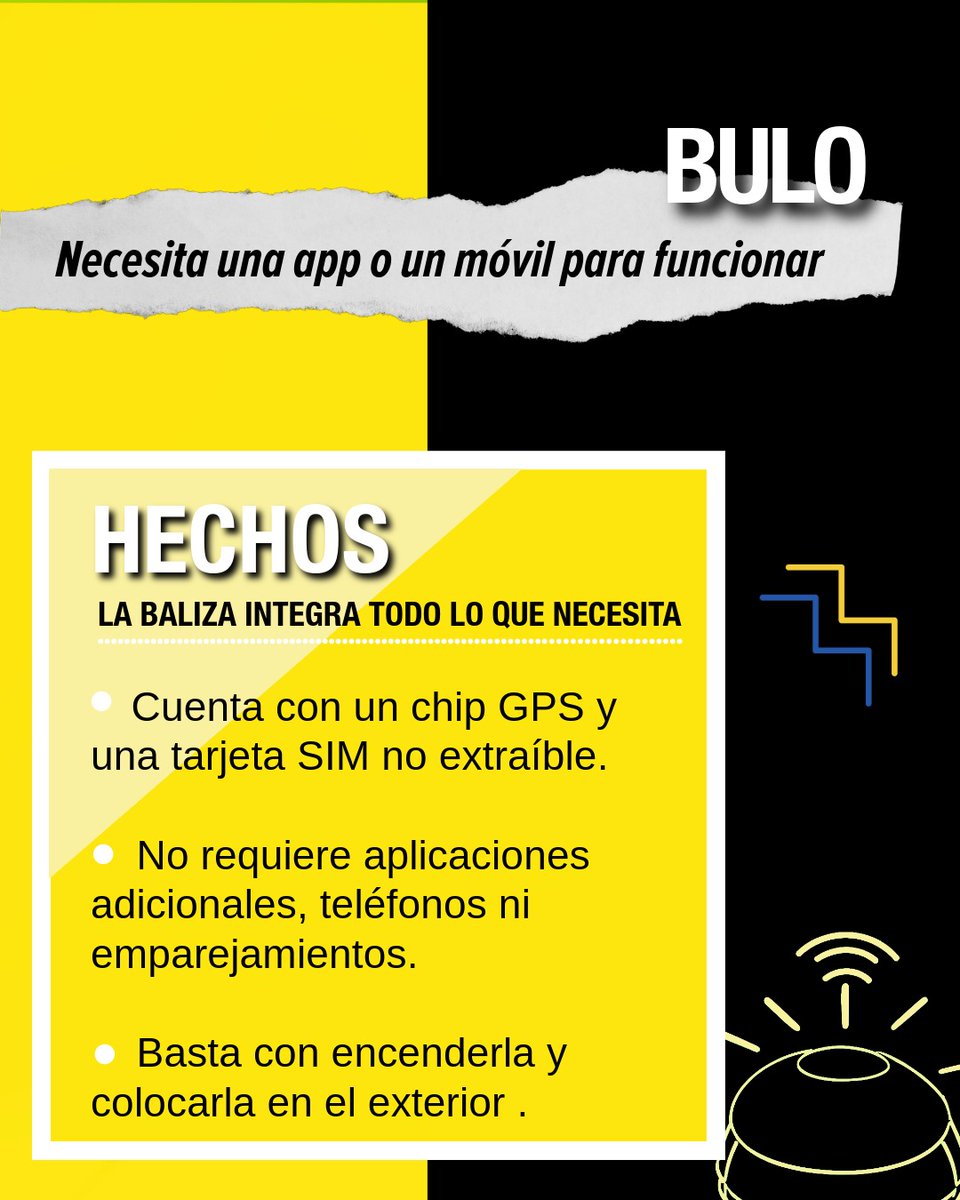 🛑 Bulo: La #baliza #V-16 necesita una app o un móvil.

✅ Realidad: La V-16 es completamente autónoma.

➡️ Cuenta con GPS y tarjeta SIM integrada. Solo hay que encenderla y colocarla.

⚠️ No necesita aplicaciones ni bluetooth.

<a href="/DGTes/">Dir. Gral. Tráfico</a>