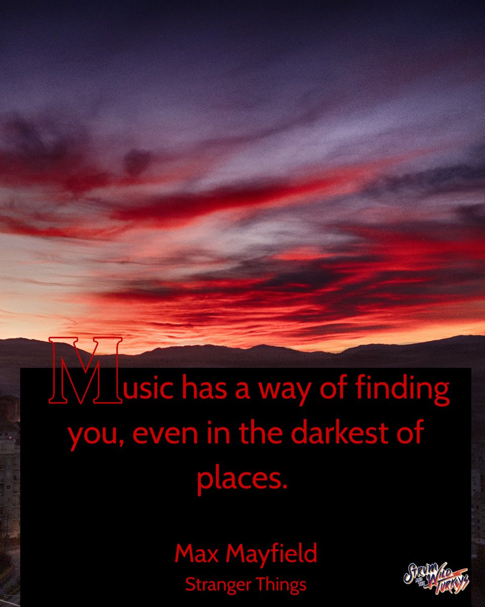 StrumandTWT's tweet image. Music reaches into the spaces where words fall short and reconnects you to the people, memories, and moments that lift you back up. 🎶Music carries us when we can’t carry ourselves.

#musicMonday #strangerthingsquotes #maxmayfield #musicmatters #findyourflock #rockyourdifferences