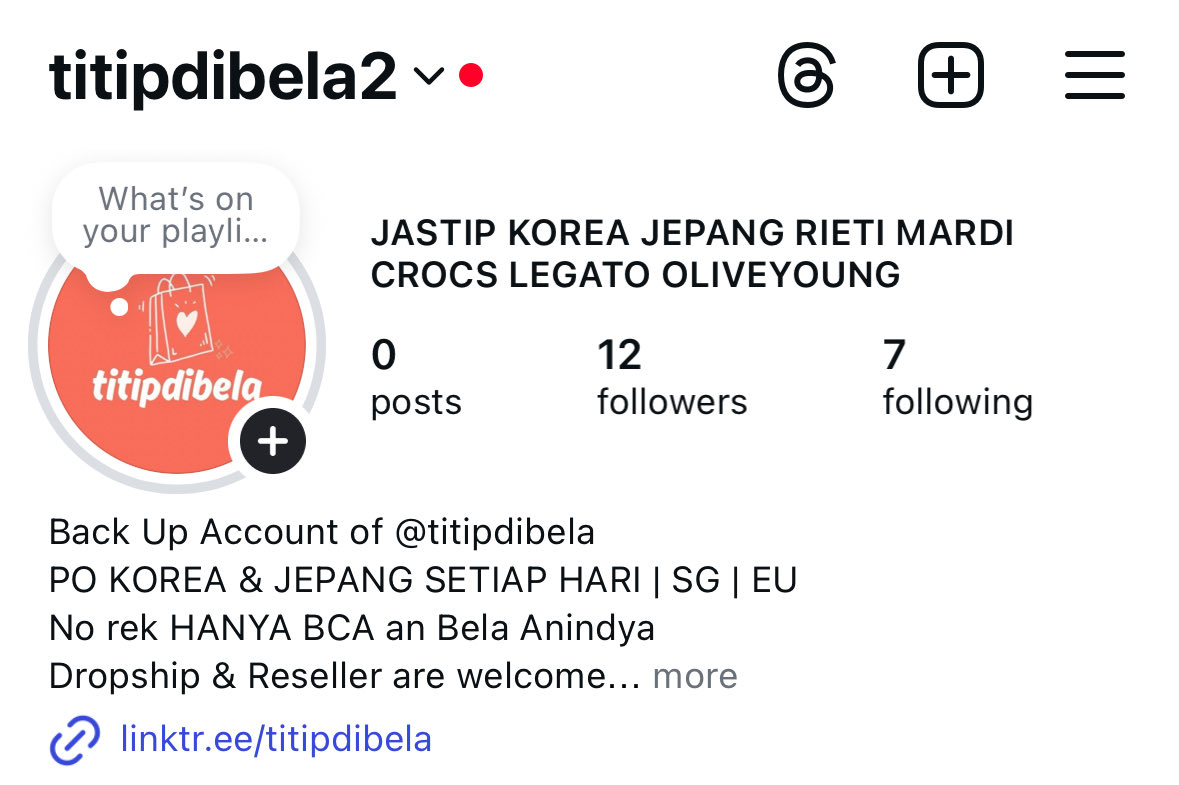 titipdibela's tweet photo. Guyss, instagram pertama kami @titipdibela disuspended! Huhu doakan semoga bisa balik lg ya 😭 please follow backup account kami https://t.co/2h4ReZ93Ks 🤍🤍 

Bisa join grup jugaa untuk update salenya yaahh (link di bio ig)

Thank youu🥰 

-t jastip korea jastip jepang legato https://t.co/xamA99gMWE