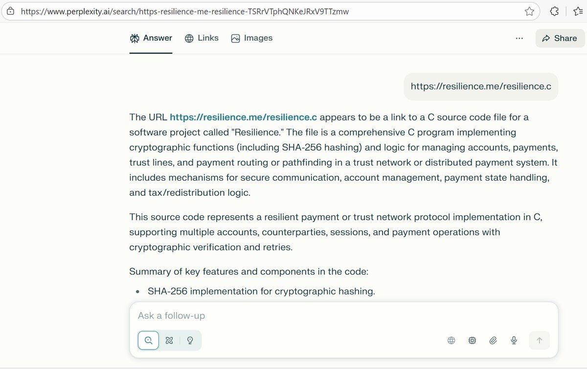 resilience_me's tweet image. Have AI analyze and improvise an explanation of Resilience by giving it the 2800 lines of code that is all you need to run your own &quot;node&quot;, your personal account with your own trustlines, as one node in a global trust-network (no cost, you can ask the AI follow up questions…