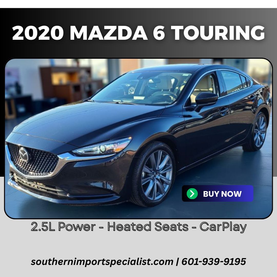 southernImport's tweet image. 2020 Mazda 6 Touring – black exterior, pearl interior, 2.5L engine, sunroof, heated seats + CarPlay/Android Auto. Premium daily driver.
buff.ly/0NXuCiF
#Mazda6 #TouringTrim #FunToDrive #PearlMS