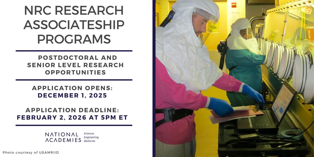 Officially open! Start applying for <a href="/theNASEM/">National Academies</a> #NRC #Research Associateship Programs #Postdoctoral &amp; Senior level #research opportunities at sponsoring federal laboratories &amp; affiliated institutions. Stipends range from $45K to $108K + benefits! Apply now: ow.ly/znFZ50XxwIN