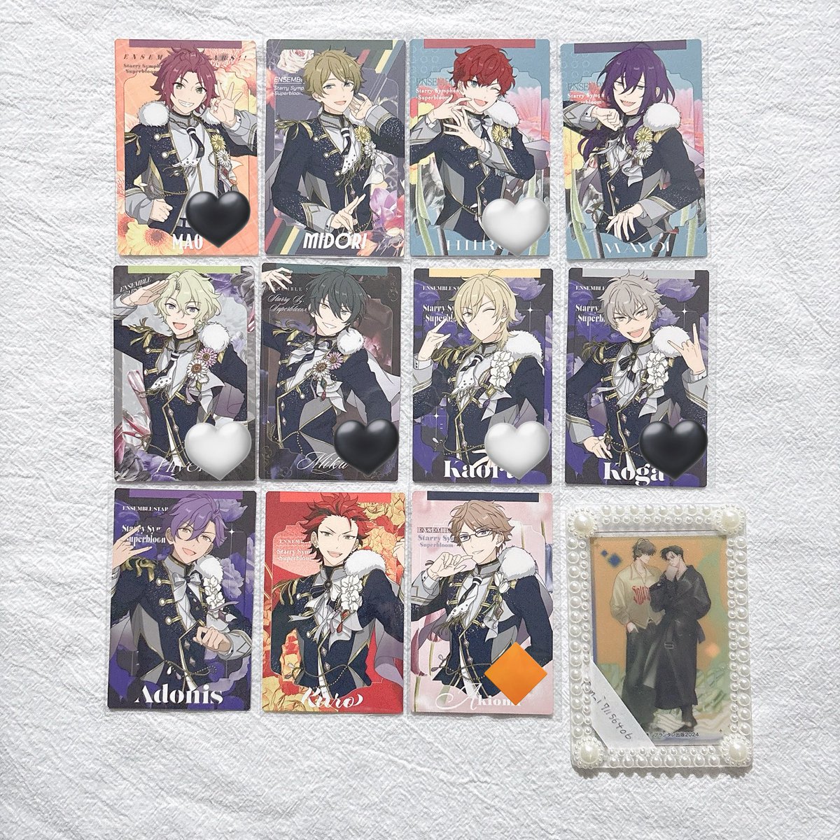 𓊆交換𓊇 あんスタ スタフォニ カードコレクション

꒰ 譲 ꒱ 真緒 翠 一彩 マヨイ 日和 みか 薫 晃牙 章臣

꒰ 求 ꒱ 友也 こはく(なずな 光各1)or定価＋送料

❐🤍⇔こはくとの交換、🖤🤍⇔こはく.なずなとの交換
❐光は🔸との交換のみ
❐譲渡:🤍は🔸＞無印同数以上含む

お気軽にお声掛けください