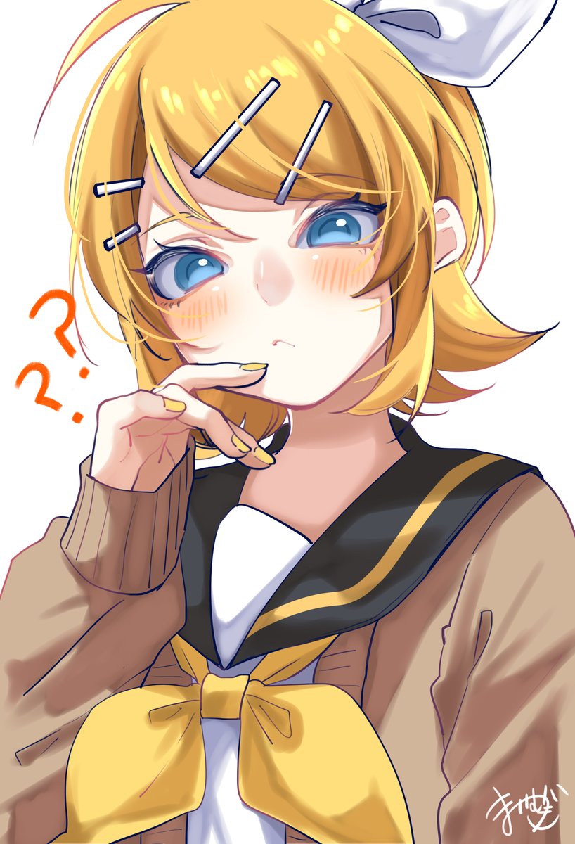 鏡音リン 「何見てるんです??」|まいむぎのイラスト