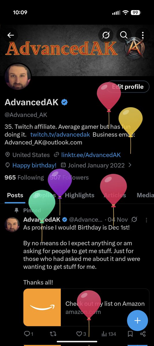 Advanced_AK's tweet image. And it's balloon day!!! See you all in a bit as I do a birthday stream to celebrate with my community!